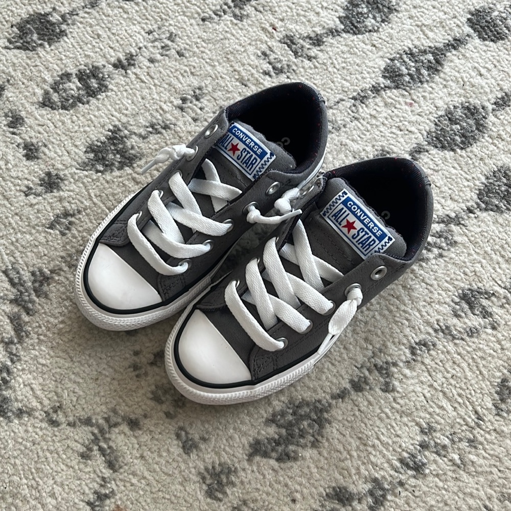 Kids Converse All Stars - gray, white shoes size US 13